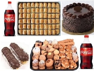 Ofis Kutlama Paketi Pasta Baklava Kuru Pasta Ekler ve İçecek Seti